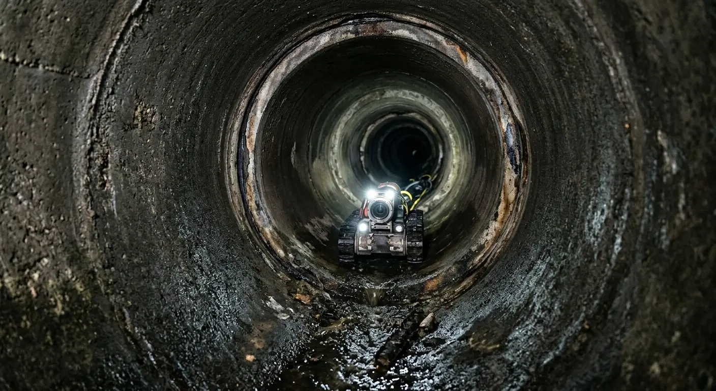Robotic sewer camera inspecting pipe interior for Drain Snake Service in Cleveland
